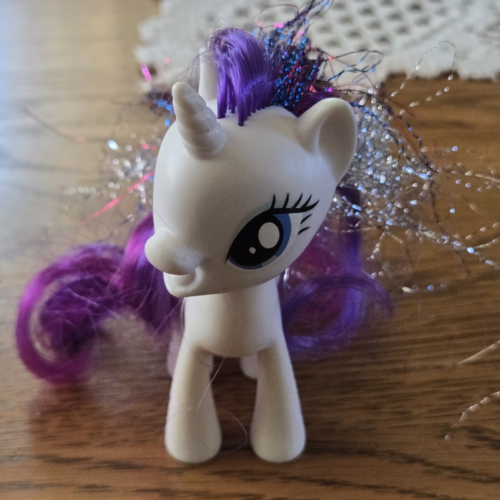 My Little Pony G4 Rarity White Pony Brushable Tinsel In Hair VGUC